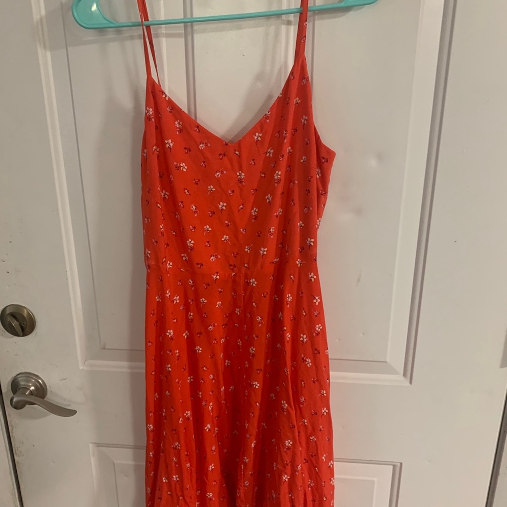 red floral smocked top swing dress (GAP)